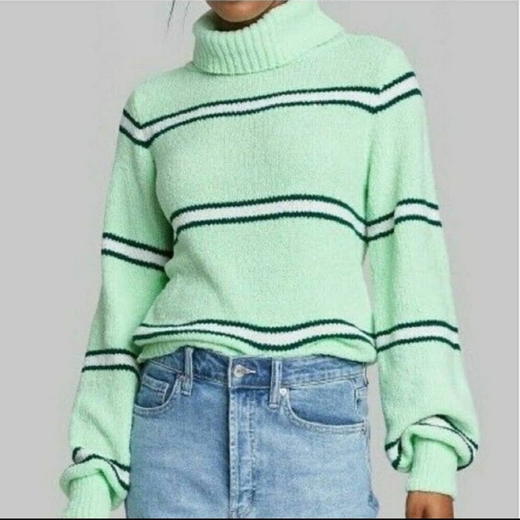Wild Fable chenille mockneck crop striped sweater - Picture 8 of 8